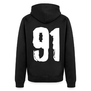 Maillot à 91 numéros - Veste à capuche bio Premium Unisexe - noir - Dos - Nico (187cm)