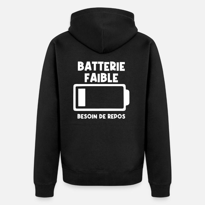 Batterie faible - Veste à capuche bio Premium Unisexe - noir