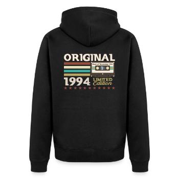 29e anniversaire Cassette Novembre Vintage 1994 - Veste à capuche bio Premium Unisexe - noir - Dos - Nico (187cm)