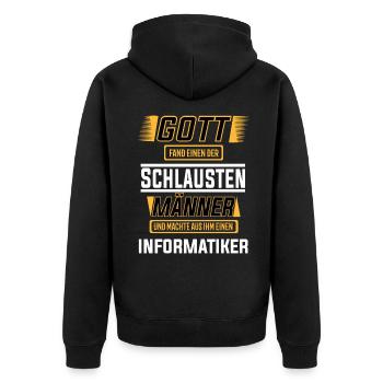 Informatiker, einer der schlausten Männer der Welt - Unisex Premium Bio Zip Hoodie - Schwarz - Hinten - Nico (187cm)