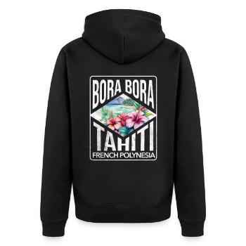 Bora Bora Tahiti Französisch-Polynesien 1 - Unisex Premium Bio Zip Hoodie - Schwarz - Hinten - Nico (187cm)