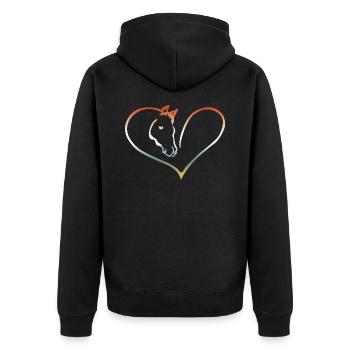 Herz Pferd reiten Reiterin Tier - Unisex Premium Bio Zip Hoodie - Schwarz - Hinten - Nico (187cm)