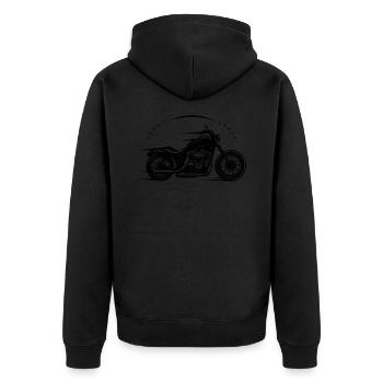 Motorrad - motorbike / Biker - Good old Times - Unisex Premium Bio Zip Hoodie - Schwarz - Hinten - Nico (187cm)