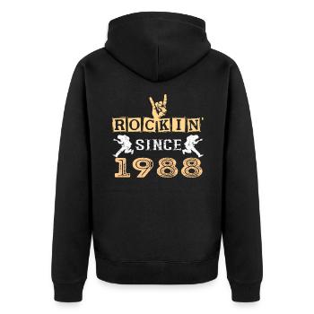 Rockin desde 1988 Classic Rock Cumpleaños - Unisex Premium Bio Zip Hoodie - Schwarz - Hinten - Nico (187cm)