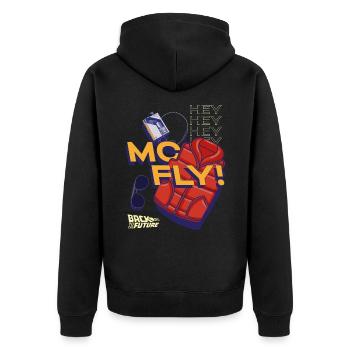 Back To The Future Starter Kit McFly! - Unisex Premium Organic Zip Hoodie - black - Back - Nico (187cm)