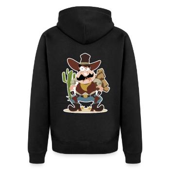 Garrett West - Unisex Premium Bio Zip Hoodie - Schwarz - Hinten - Nico (187cm)