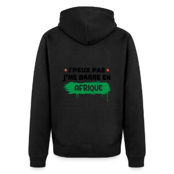 je peux pas je me barre en Afrique | fan D'Afrique - Veste à capuche bio Premium Unisexe - noir - Dos - Nico (187cm)