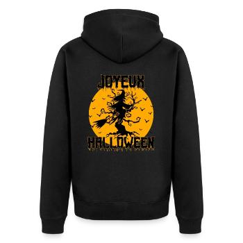 Joyeux Halloween humour | cadeau Halloween - Veste à capuche bio Premium Unisexe - noir - Dos - Nico (187cm)