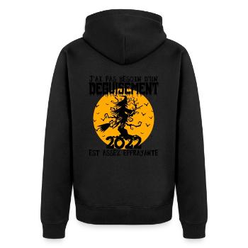 cadeau Halloween humour | Déguisement Halloween !! - Veste à capuche bio Premium Unisexe - noir - Dos - Nico (187cm)