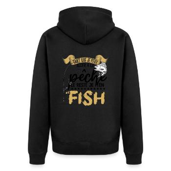 je m'en fish | la pêche le reste je m'en fish - Veste à capuche bio Premium Unisexe - noir - Dos - Nico (187cm)