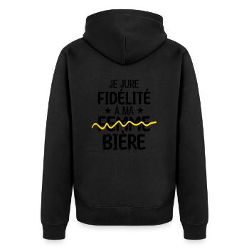 accro à la bière | cadeau pour un accro bières - Veste à capuche bio Premium Unisexe - noir - Dos - Nico (187cm)