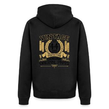 Vintage 44 years - birthday gift 44 years !!! - Unisex Premium Organic Zip Hoodie - black - Back - Nico (187cm)