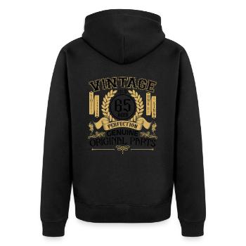 Vintage 65 ans - cadeau d’anniversaire 65 ans !!! - Veste à capuche bio Premium Unisexe - noir - Dos - Nico (187cm)