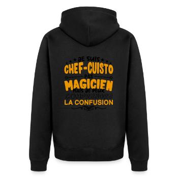 Chef-Cuistot pas Magicien | le Meilleur Chef-Cuis - Veste à capuche bio Premium Unisexe - noir - Dos - Nico (187cm)