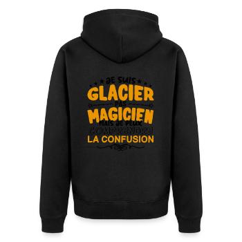 Glacier pas Magicien | le Meilleur Glacier cadeau - Veste à capuche bio Premium Unisexe - noir - Dos - Nico (187cm)