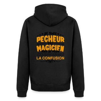 Pecheur pas Magicien | le Meilleur Pecheur cadeau - Veste à capuche bio Premium Unisexe - noir - Dos - Nico (187cm)