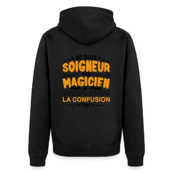 Soigneur pas Magicien | le Meilleur Soigneur cade - Veste à capuche bio Premium Unisexe - noir - Dos - Nico (187cm)