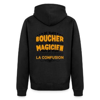 Boucher pas Magicien | le Meilleur Boucher cadeau - Veste à capuche bio Premium Unisexe - noir - Dos - Nico (187cm)