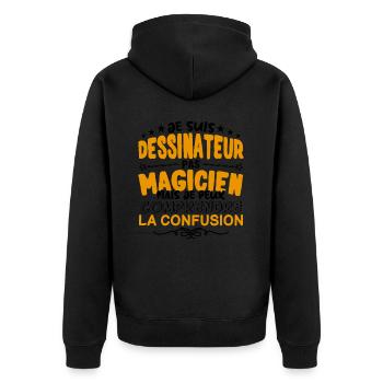 Dessinateur pas Magicien | le Meilleur Dessinateu - Veste à capuche bio Premium Unisexe - noir - Dos - Nico (187cm)