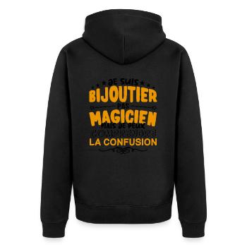Bijoutier pas Magicien | le Meilleur Bijoutier ca - Veste à capuche bio Premium Unisexe - noir - Dos - Nico (187cm)