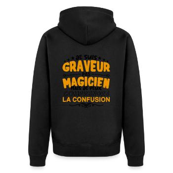 Graveur pas Magicien | le Meilleur Graveur cadeau - Veste à capuche bio Premium Unisexe - noir - Dos - Nico (187cm)