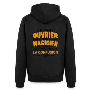 Ouvrier pas Magicien | le Meilleur Ouvrier cadeau - Veste à capuche bio Premium Unisexe - noir - Dos - Nico (187cm)