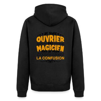 Ouvrier pas Magicien | le Meilleur Ouvrier cadeau - Veste à capuche bio Premium Unisexe - noir - Dos - Nico (187cm)