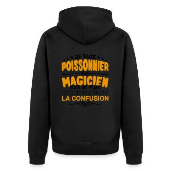 Poissonnier pas Magicien | le Meilleur Poissonnie - Veste à capuche bio Premium Unisexe - noir - Dos - Nico (187cm)