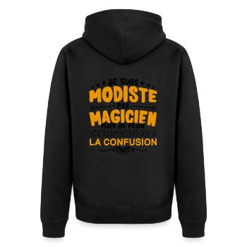 Modiste pas Magicien | le Meilleur Modiste cadeau - Veste à capuche bio Premium Unisexe - noir - Dos - Nico (187cm)