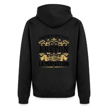 Breton | le Meilleur cadeau Breton - Veste à capuche bio Premium Unisexe - noir - Dos - Nico (187cm)