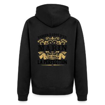 Marin | le Meilleur cadeau Marin - Veste à capuche bio Premium Unisexe - noir - Dos - Nico (187cm)