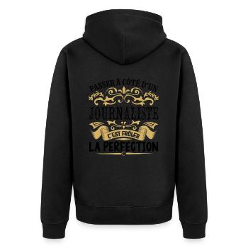 Journaliste | le Meilleur cadeau Journaliste - Veste à capuche bio Premium Unisexe - noir - Dos - Nico (187cm)
