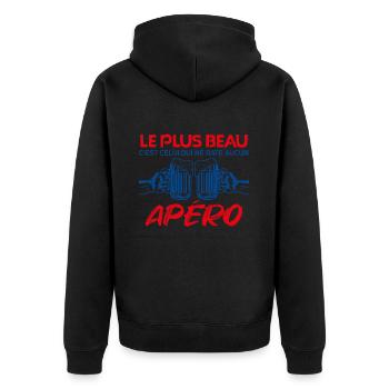 c'est l'heure de l'apéro | apéro à vie Apéritif - Veste à capuche bio Premium Unisexe - noir - Dos - Nico (187cm)