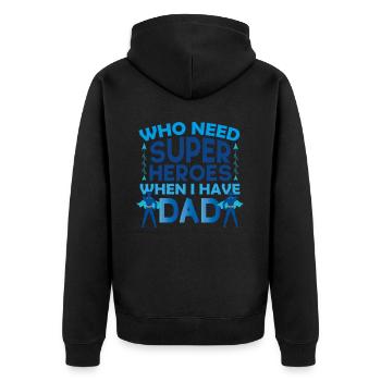 Vatertag Papa ist ein tolles Papa-Geschenk - Unisex Premium Bio Zip Hoodie - Schwarz - Hinten - Nico (187cm)