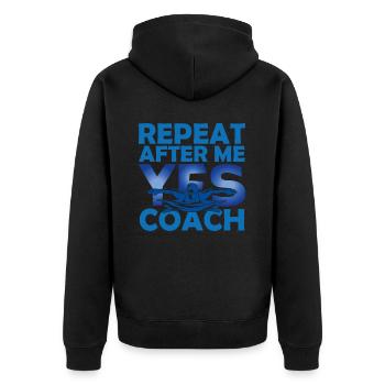 Schwimmtrainer | Geschenk Coach Schwimmen Das Beste - Unisex Premium Bio Zip Hoodie - Schwarz - Hinten - Nico (187cm)