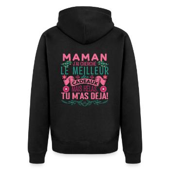 Maman la meilleure Maman fête des mères Mère ! - Veste à capuche bio Premium Unisexe - noir - Dos - Nico (187cm)
