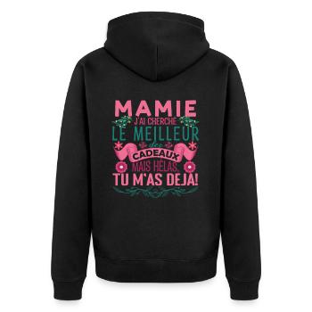Mamie la meilleure Grand-mère fête des mères Mamie - Veste à capuche bio Premium Unisexe - noir - Dos - Nico (187cm)