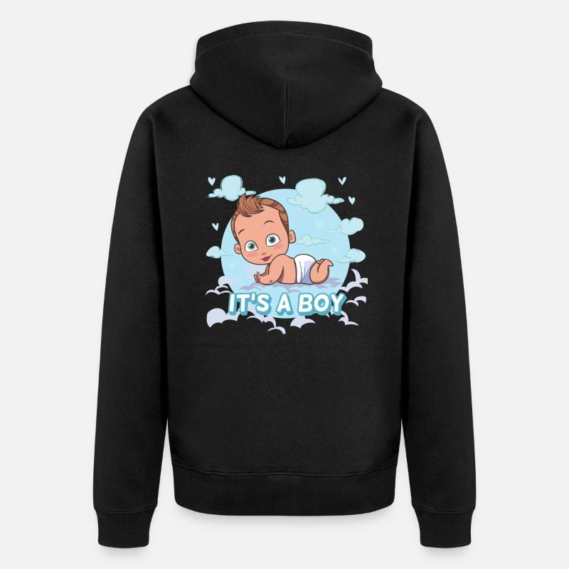 Es ist ein Junge - Unisex Premium Bio Zip Hoodie - Schwarz
