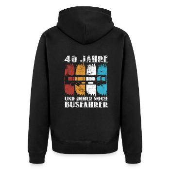 40 Geburtstag Busfahrer 40 Jahre Bus Beruf - Unisex Premium Bio Zip Hoodie - Schwarz - Hinten - Nico (187cm)