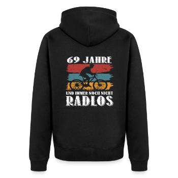 69 Jahre 69 Geburtstag Fahrrad Bike Mountainbike - Unisex Premium Bio Zip Hoodie - Schwarz - Hinten - Nico (187cm)