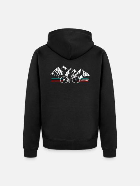Rennrad Radsport Retro Berge - Unisex Premium Bio Zip Hoodie - Schwarz