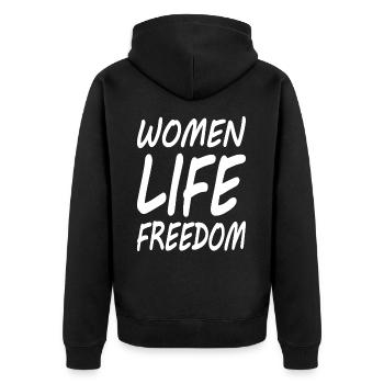 Women life freedom - Unisex Premium Bio Zip Hoodie - Schwarz - Hinten - Nico (187cm)