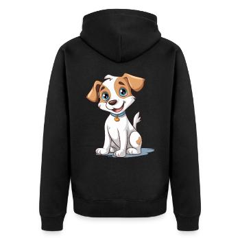 Niedliches Hundedesign für Hundebesitzer - Unisex Premium Bio Zip Hoodie - Schwarz - Hinten - Nico (187cm)