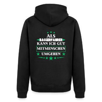Traiter avec d'autres êtres humains en tant que conducteur d'excavatrice. - Veste à capuche bio Premium Unisexe - noir - Dos - Nico (187cm)