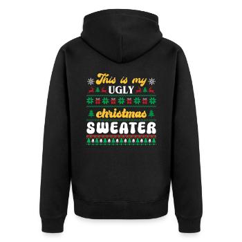 This is my Ugly Christmas Sweater - Veste à capuche bio Premium Unisexe - noir - Dos - Nico (187cm)
