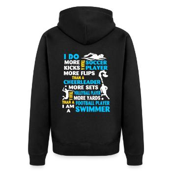 Swimming Shirt - Unisex Premium Organic Zip Hoodie - black - Back - Nico (187cm)