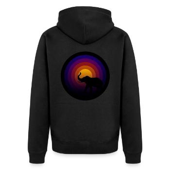 Vinyl record with elephant groove - Unisex Premium Organic Zip Hoodie - black - Back - Nico (187cm)