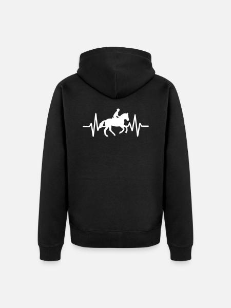 Herzschlag Reiten - Unisex Premium Bio Zip Hoodie - Schwarz