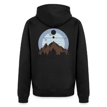 Panorama in den Bergen | Natur Wandern Aussicht - Unisex Premium Bio Zip Hoodie - Schwarz - Hinten - Nico (187cm)