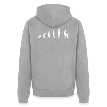 Employé de bureau informatique - Evolution - Veste à capuche bio Premium Unisexe - gris chiné - Dos - Nico (187cm)